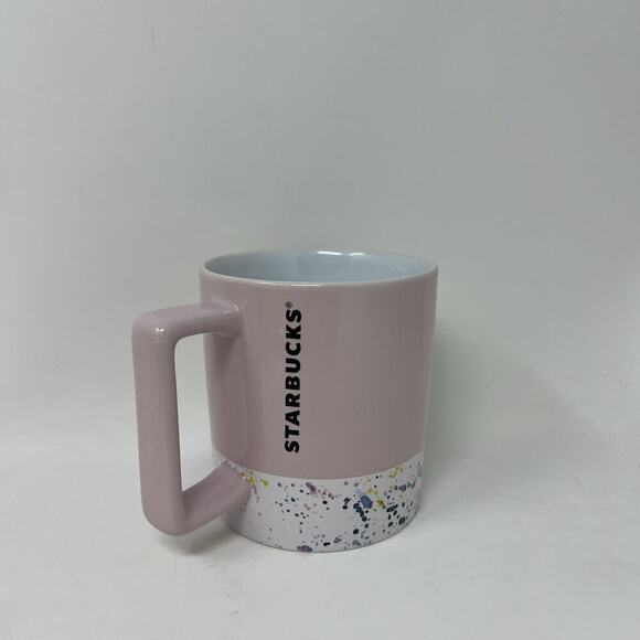 Starbucks Pink Paint Splatter Speckle Bottom 2017 Coffee Tea Mug 12 oz - Picture 1 of 7